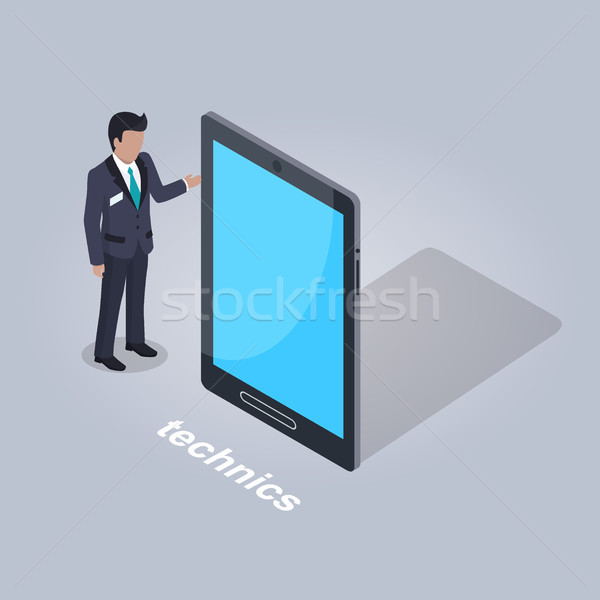 Technics Illustration. Businessman and Tablet Stock photo © robuart