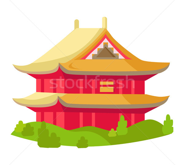 Chinese Red Building with Yellow Roof Isolated Stock photo © robuart