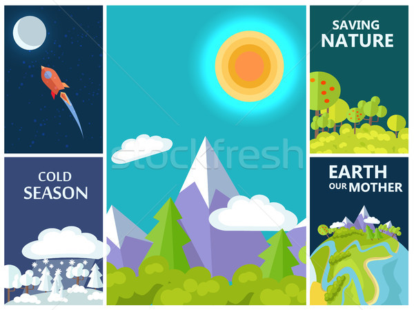 Saving Nature, Mother Earth and Cold Season Set Stock photo © robuart