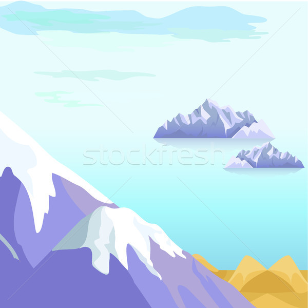 Beautiful Vector Landscape With Icebergs in Sea Stock photo © robuart