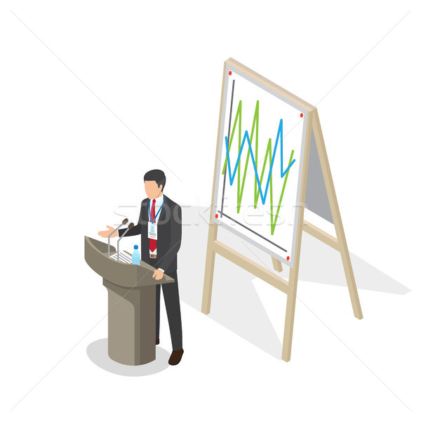 Biznesmen prezentacji podium harmonogram plakat osoby Zdjęcia stock © robuart