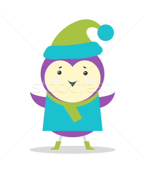 Small Purple Bird in Sweater and Hat with Pompon Stock photo © robuart