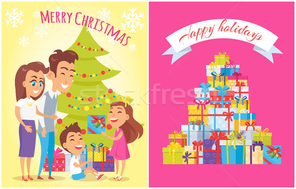 Vesel Crăciun la multi ani familie Imagine de stoc © robuart