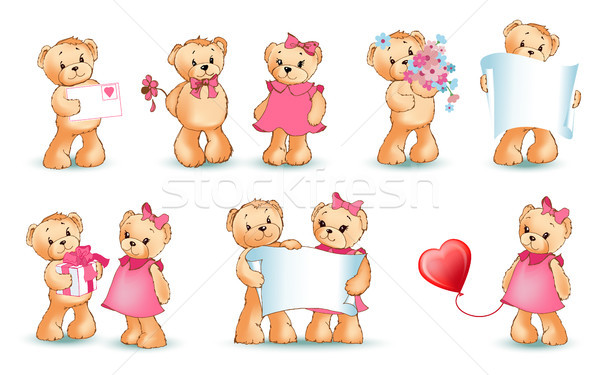 [[stock_photo]]: Ours · en · peluche · Valentin · ensemble · saint · valentin