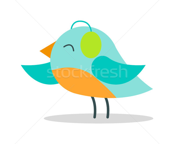 Tiny Bird with Blue Plumage in Warm Earpieces Stock photo © robuart