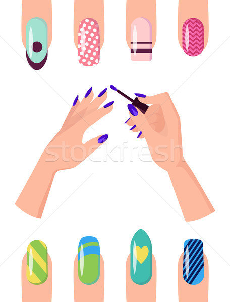 Manicure with Patterns on Nails of All Shapes Set Stock photo © robuart
