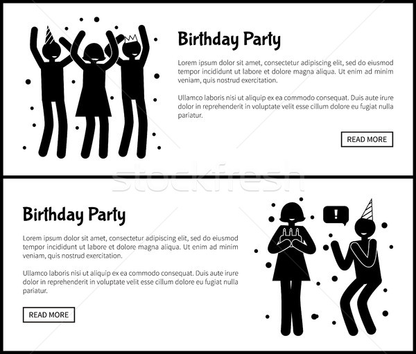 Fête d'anniversaire affiches personnes silhouettes noir danse [[stock_photo]] © robuart