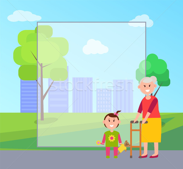 Granny and Granddaughter, Vector Illustration Stock photo © robuart