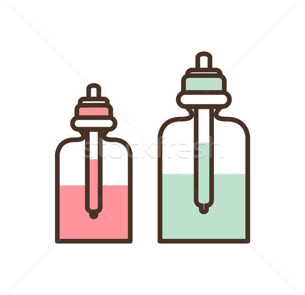 Stock photo: Bottles with Essences Set Vector Illustration