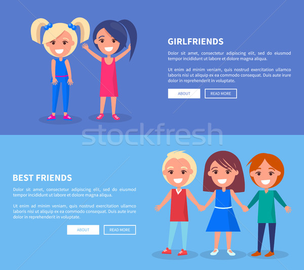 Best Friends Boys Girls Poster of Active Kids Stock photo © robuart