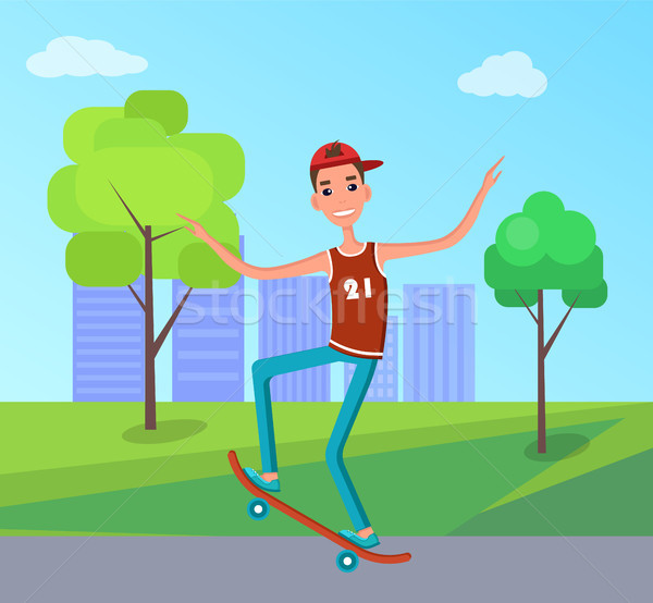 Skateboarder shirt skateboard senza maniche skateboarding Foto d'archivio © robuart