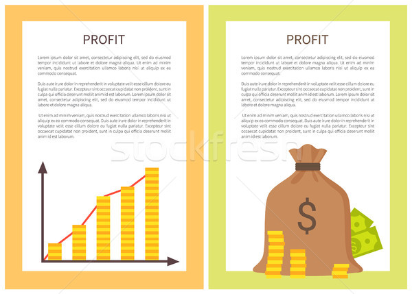 Profit Banners with Growing Chart and Money Bag Stock photo © robuart