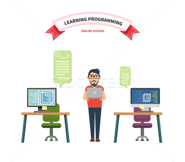 Stockfoto: Online · school · programmering · code