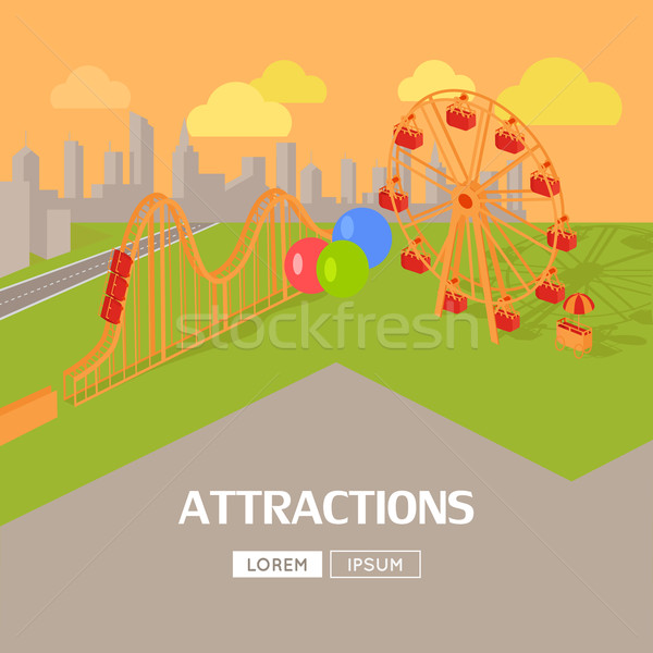 Attractions in Amusement Park Web Banner Stock photo © robuart