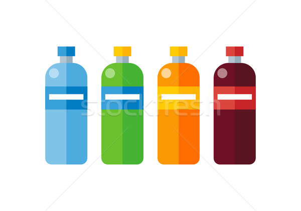 Különböző színes műanyag üvegek címkék üveg Stock fotó © robuart