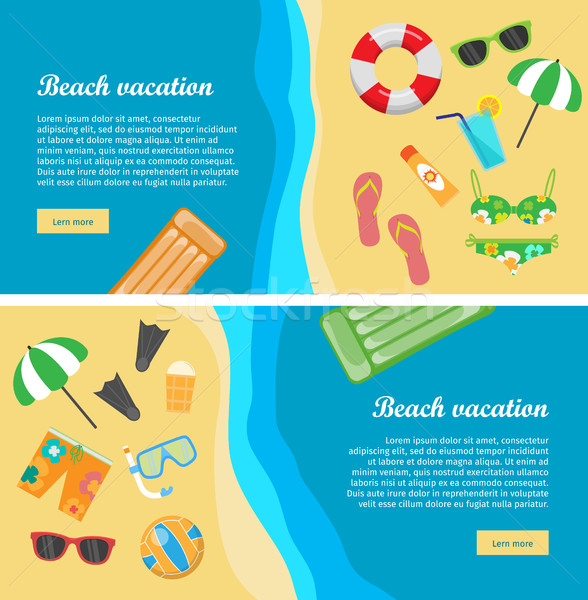 Beach Vacation Flat Design Vector Web Banners Stock photo © robuart