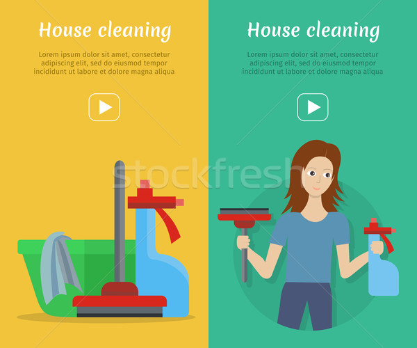 Set of Cleaning Service Flat Style Web Banners Stock photo © robuart