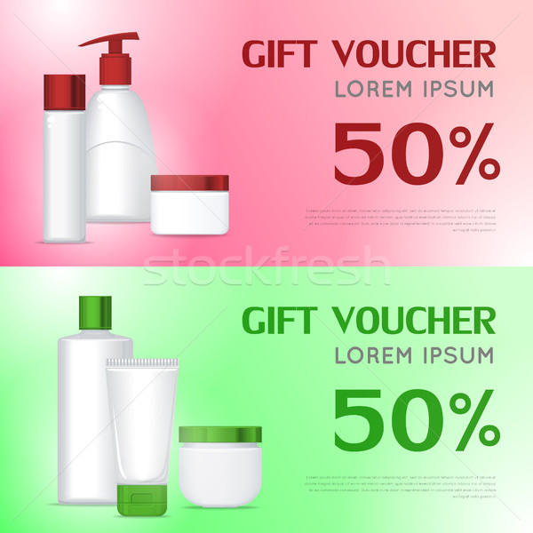 Stock photo: Gift Voucher Cosmetic Template. Certificate Coupon