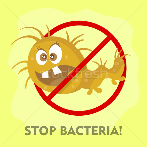 Parada bacteria Cartoon no virus signo Foto stock © robuart