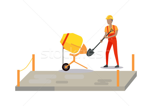 Pouring Concrete Web Banner. Modern Building. Stock photo © robuart