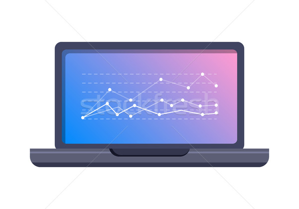 Laptop Icon with Graphic on Screen Flat Vector  Stock photo © robuart
