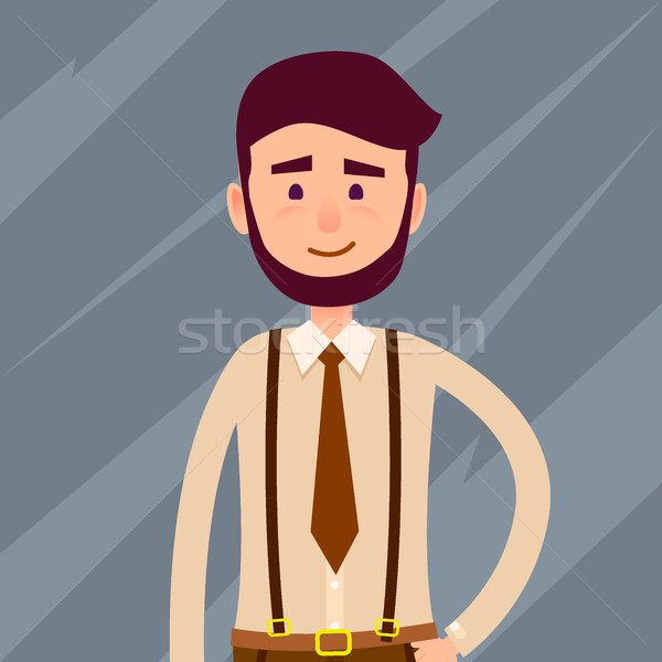 Stock photo: Bearded Cartoon Character Cropped Illustration