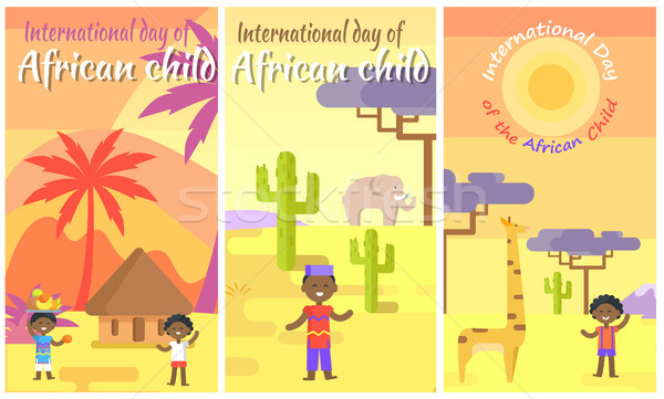 International Day of African Child Placards set Stock photo © robuart