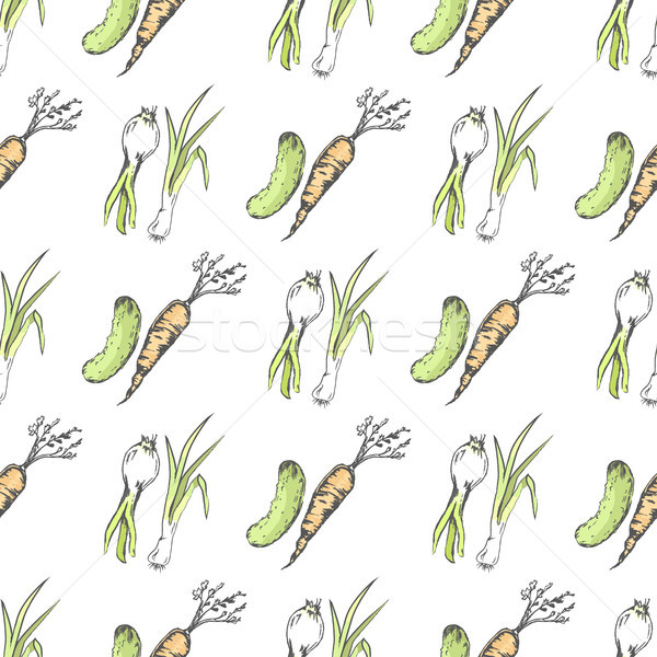 Green Cucumber, Healthy Carrot and Spicy Leek Stock photo © robuart
