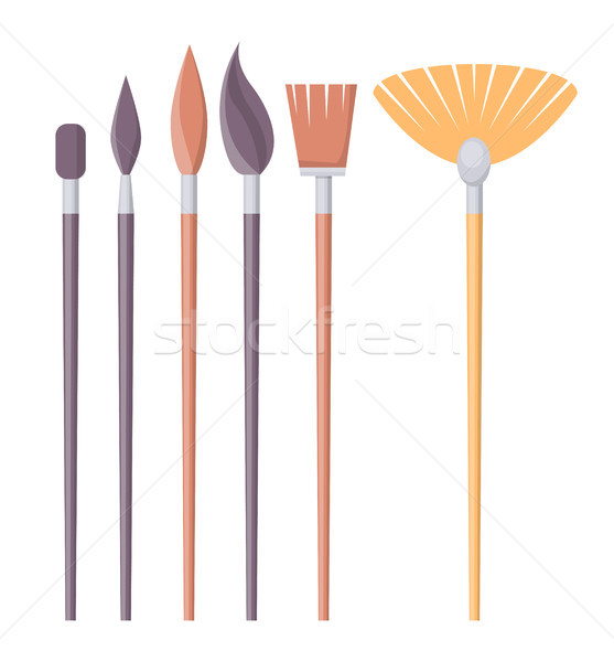 Set of Paint Brushes of Different Shapes Isolated Stock photo © robuart