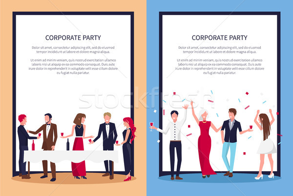 Corporate Party Posters Set Text Sample and People Stock photo © robuart