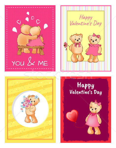 I Love You and Me Teddy Bears Vector Stock photo © robuart