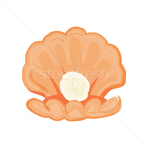 Foto stock: Mar · Shell · perla · logo · aislado · ilustración