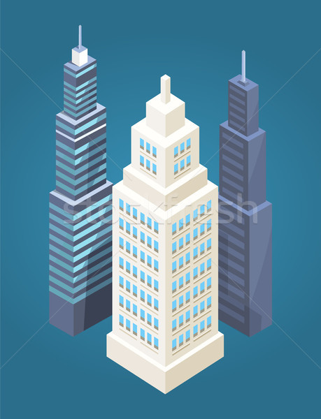 Stockfoto: Wolkenkrabbers · collectie · poster · hoog · gebouwen · groot