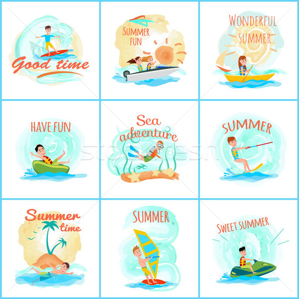 Summer Fun and Good Fun Set Vector Illustration Stock photo © robuart