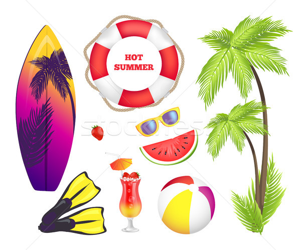 Hot Summer Collection of Items Vector Illustration Stock photo © robuart