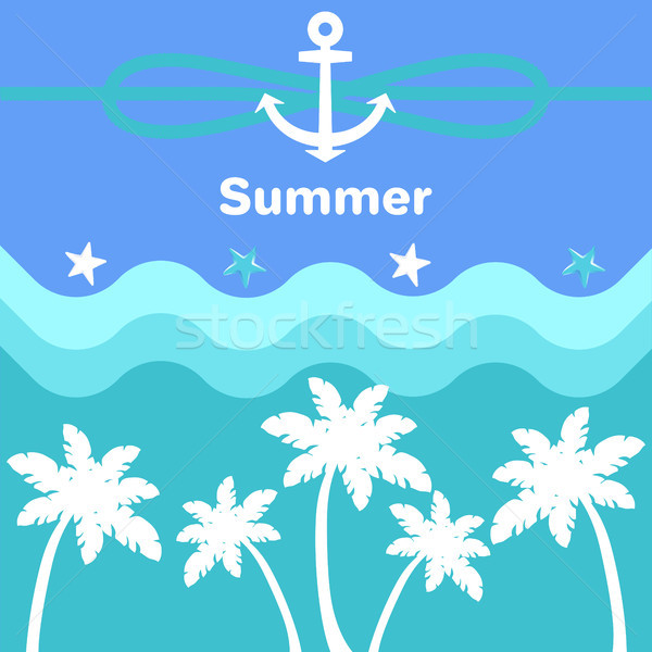 Summer Anchor and Rope Poster Vector Illustration Stock photo © robuart