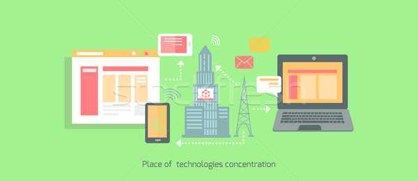 Icon Flat Place of Technologies Concentration Stock photo © robuart