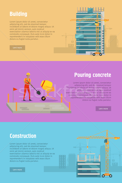 Building. Pouring Concrete. Construction. Vector Stock photo © robuart