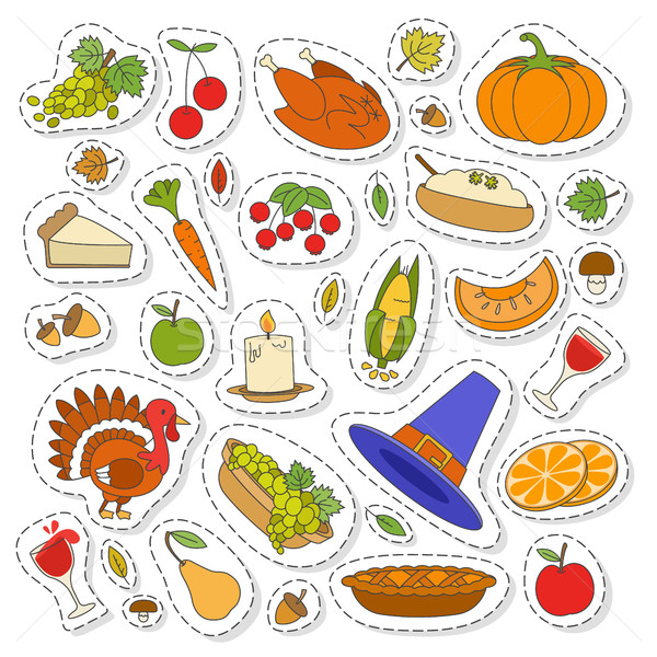Set of Cute Thanksgiving icons Stock photo © robuart