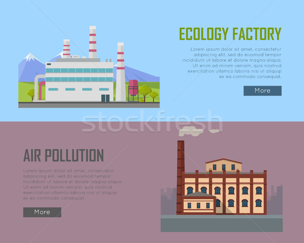 Ecology Factory and Air Pollution Plant Banners. Stock photo © robuart