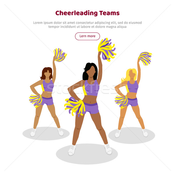 Cheerleading Teams Web Banner. Girls with Pompoms Stock photo © robuart