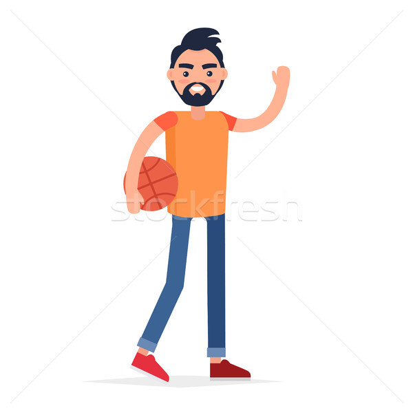 Foto stock: Sonriendo · hombre · baloncesto · Hola · diseno · blanco