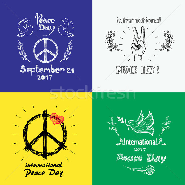 Set of Colored Posters for International Peace Day Stock photo © robuart