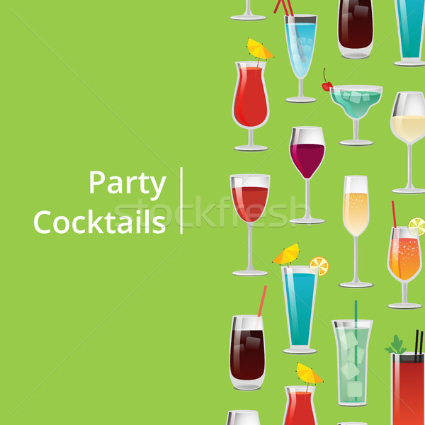 Buli koktélok poszter különböző hosszú italok Stock fotó © robuart