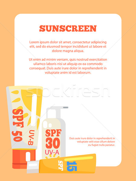 Sunscreen Poster Depicting Various Lotions Stock photo © robuart