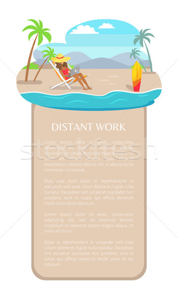 Distant Work Leaflet Freelancer Woman in Straw Hat Stock photo © robuart