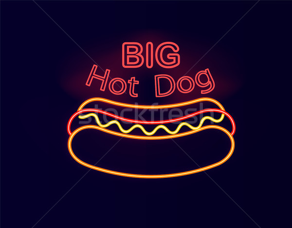 Grande perro caliente neón de comida rápida corto tiempo Foto stock © robuart