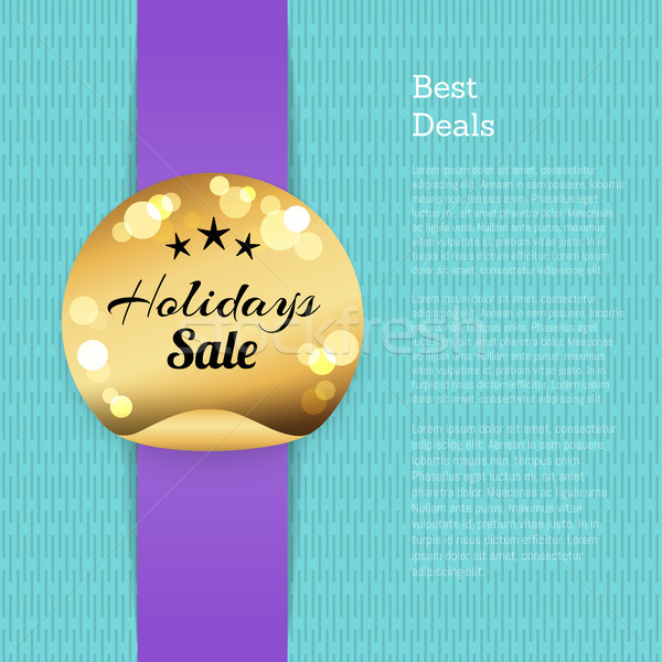 Best Deals Poster Holidays Sale Golden Round Label Stock photo © robuart