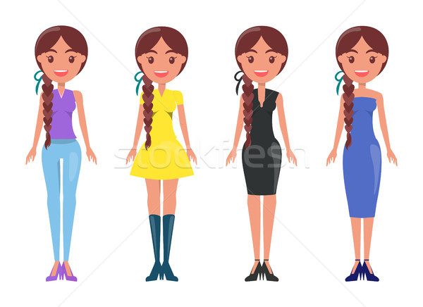 Young Women in Stylish Outfits of Summer Mode Set Stock photo © robuart