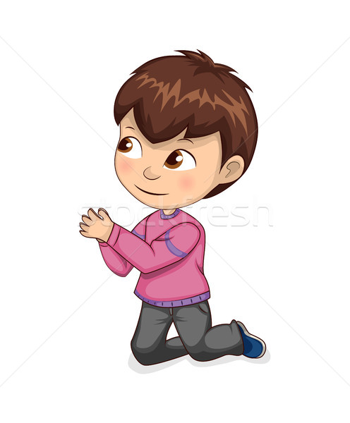 Fiú megbocsátás engedély kicsi gyerek pulóver Stock fotó © robuart